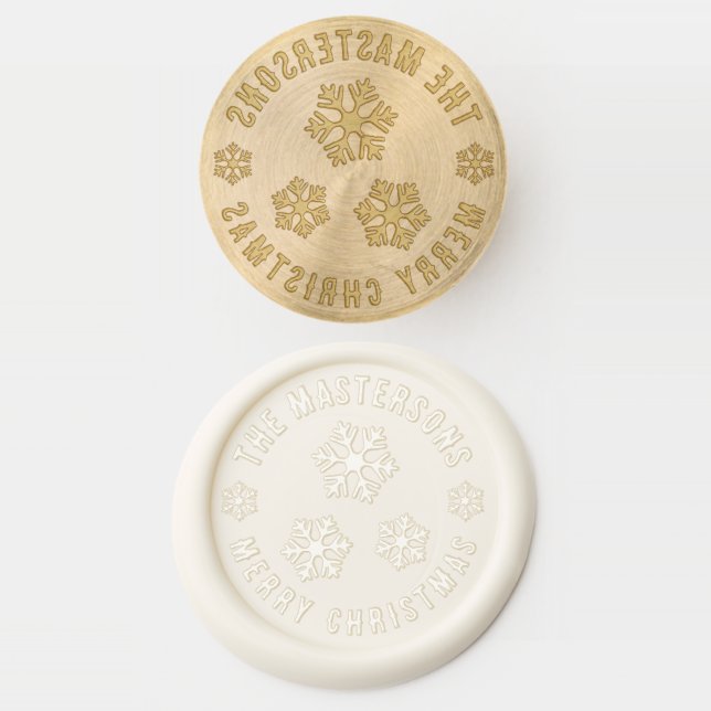 Snowflake Christmas Return Address Wax Seal Stamp (Stamped)