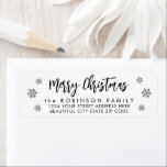 Snowflake Christmas Script Return Address Label<br><div class="desc">Elegant,  Modern Black and White Snowflake Hand Lettered Christmas Family Return Address Labels. Featuring a pretty hand-written script with saying "merry christmas"  and little snowy snowflakes. Great for Christmas holiday season,  easy to personalize them with your names and return address info.</div>