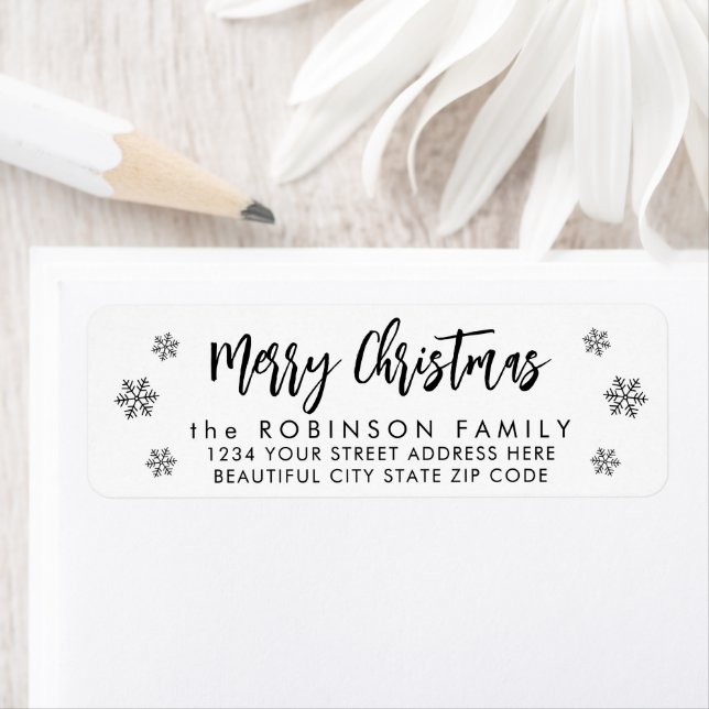 Snowflake Christmas Script Return Address Label (Insitu)