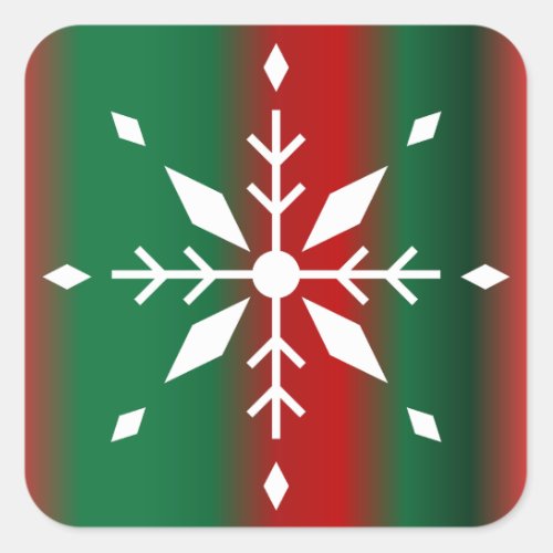 Snowflake Christmas Stripe Square Sticker