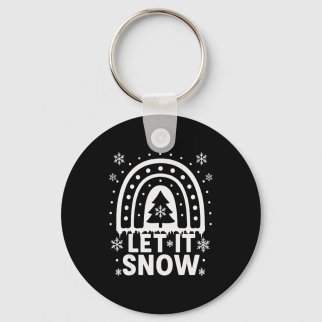 Snowflake Christmas Teacher Student Cute Rainbow L Keychain (Front)