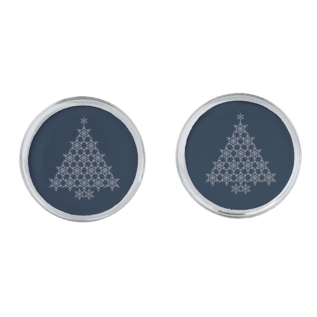 Snowflake Christmas Tree Cufflinks (Front)
