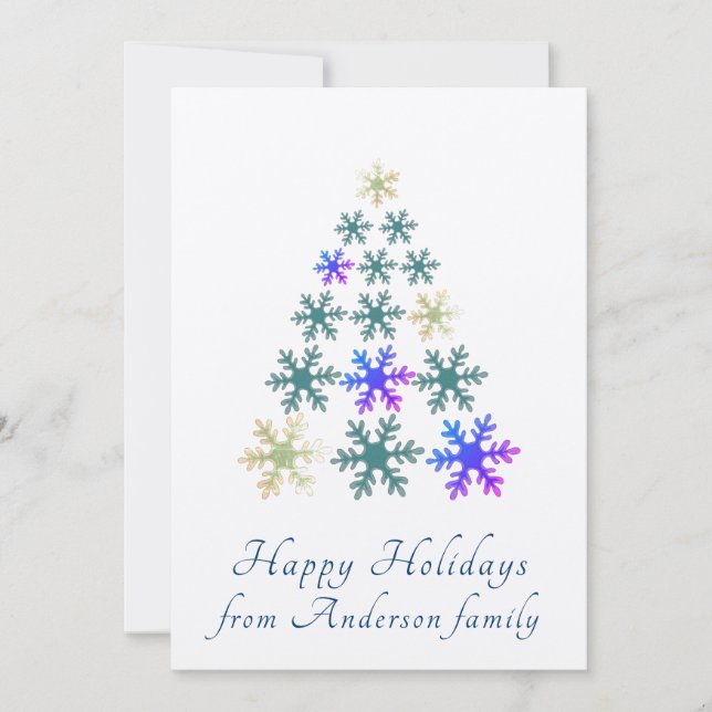 Snowflake Christmas Tree Personalized Holiday Card (Front)