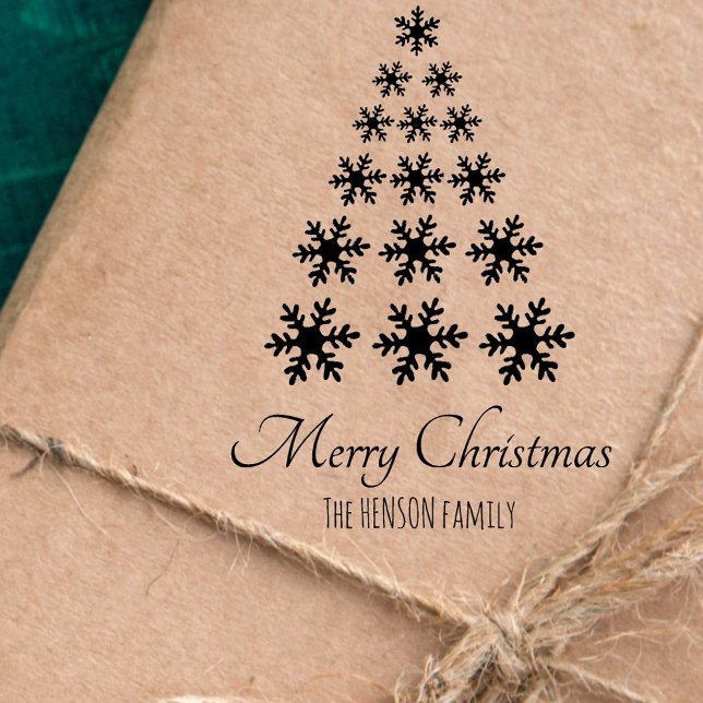 Snowflake Christmas tree Script Custom Holiday Rubber Stamp (Creator Uploaded)