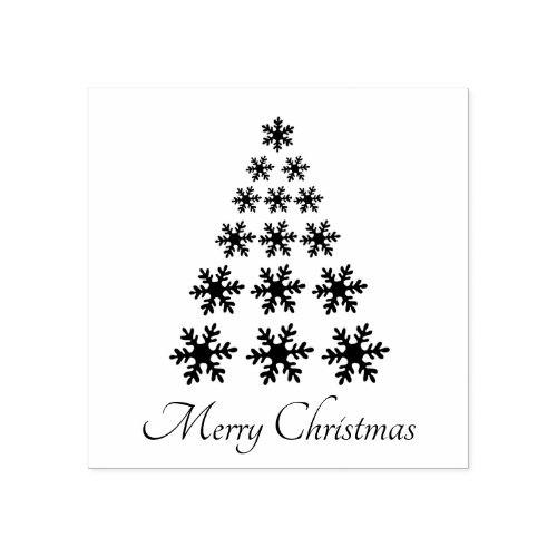 Snowflake Christmas tree Stylish Script Holiday Rubber Stamp