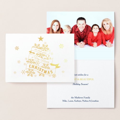 Snowflake Christmas Tree Wishes Foil Card
