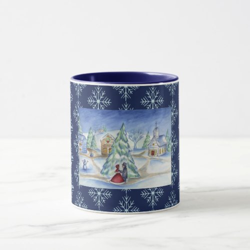 Snowflake Christmas Village Coffee Mug Gift