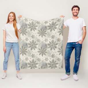 Snowflake Christmas Watercolor Winter Pine Fleece Blanket