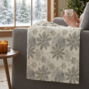 Snowflake Christmas Watercolor Winter Pine Sherpa Blanket