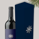 Snowflake Christmas Wine Gift Box<br><div class="desc">Elevate your holiday gift-giving with our Snowflake Christmas Wine Gift Box. The elegant design showcases a sophisticated metallic snowflake centered on a rich navy blue background, capturing the essence of the festive season. Whether you're presenting a fine bottle of wine or spirits, this gift box adds a touch of Christmas...</div>