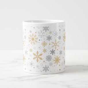 Snowflake Circle Winter Pattern Giant Coffee Mug