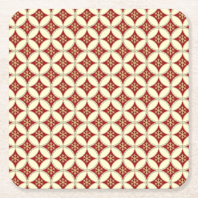 Snowflake Circles-1-COASTER SET Square Paper Coaster (Front)