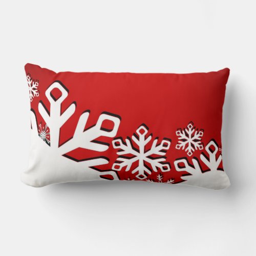 Snowflake City Holiday  red Lumbar Pillow