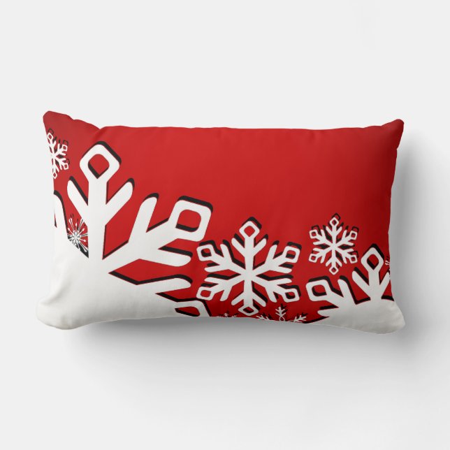 Snowflake City Holiday | red Lumbar Pillow (Front)
