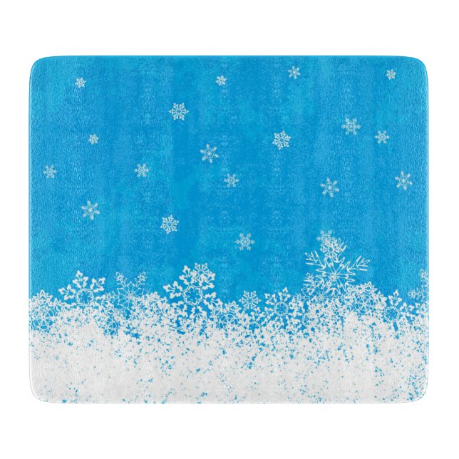 Snowflake Collection Glass Cutting Board 6"x7" (Front)