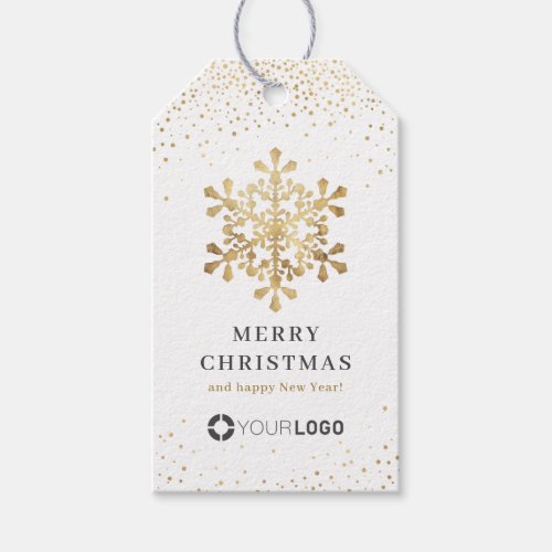 Snowflake company logo faux gold Christmas Gift Tags