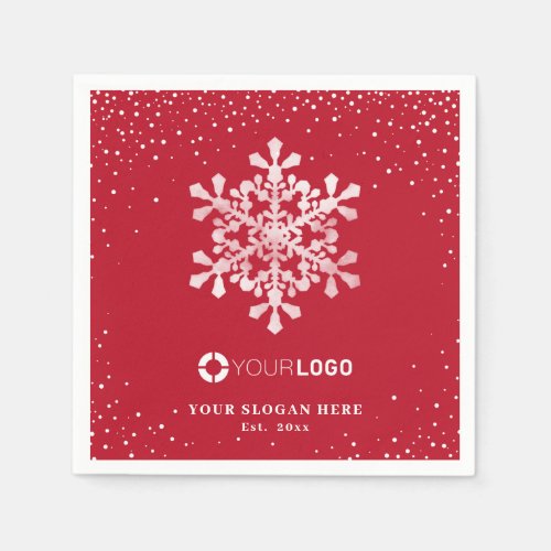 Snowflake company logo red Christmas Napkins