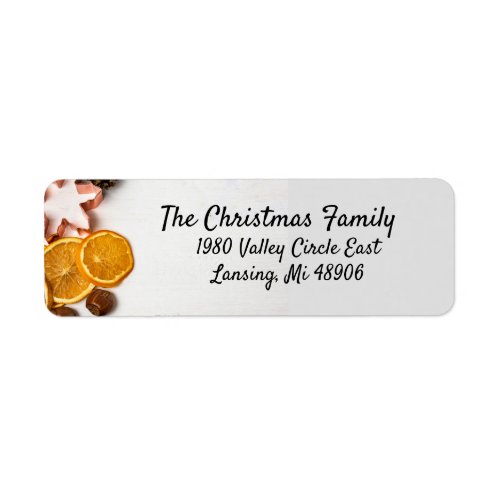 Snowflake cookie cutter fruit nuts address label