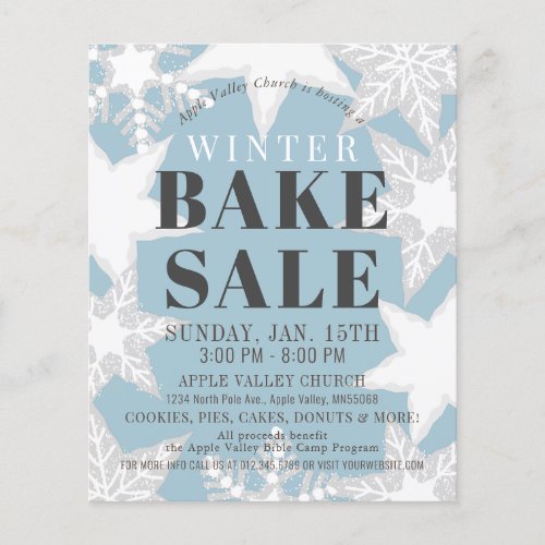 Snowflake Cookies Winter Bake Sale Blue Flyer