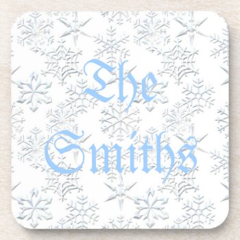 Snowflake Cork Backed Coasters by WhitewavesChristmas at Zazzle