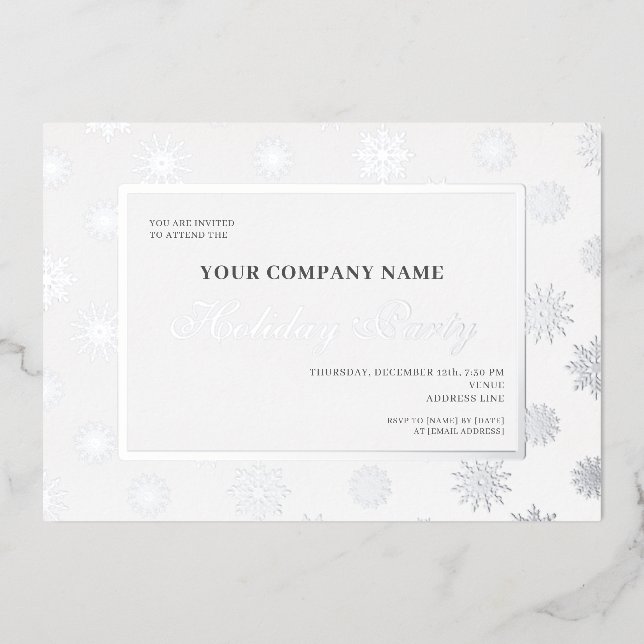 Snowflake Corporate Christmas Office Holiday Party Foil Invitation (Front)