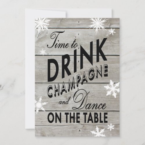 Snowflake Couples Shower Time to Drink Champagne Invitation