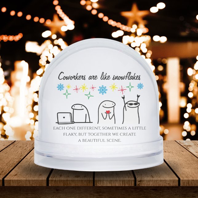 Snowflake Coworkers Meme Art Photo Office Gift  Snow Globe (Snowflake Coworkers Meme Art Photo Office Gift Snow Globes)
