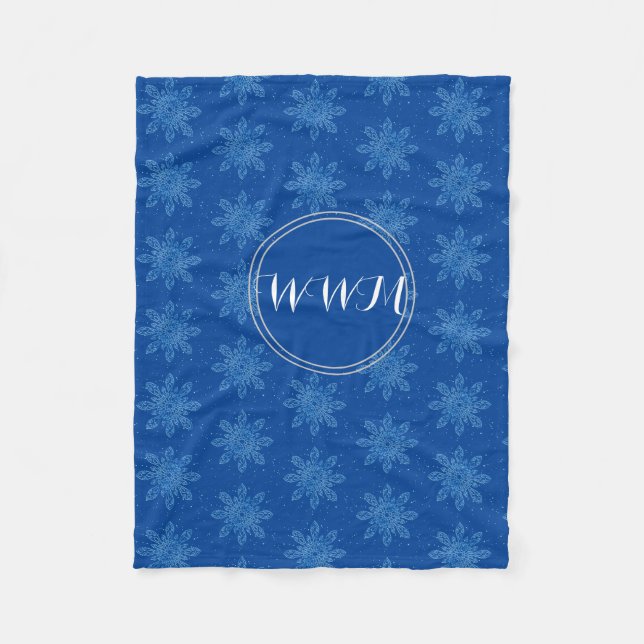 Snowflake Cozy Fleece with Monogram Blanket (Front)