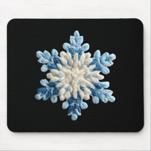 Snowflake Crochet Snow Merry Christmas Xmas Pajama Mouse Pad