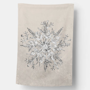 Snowflake Crystal Grunge House Flag