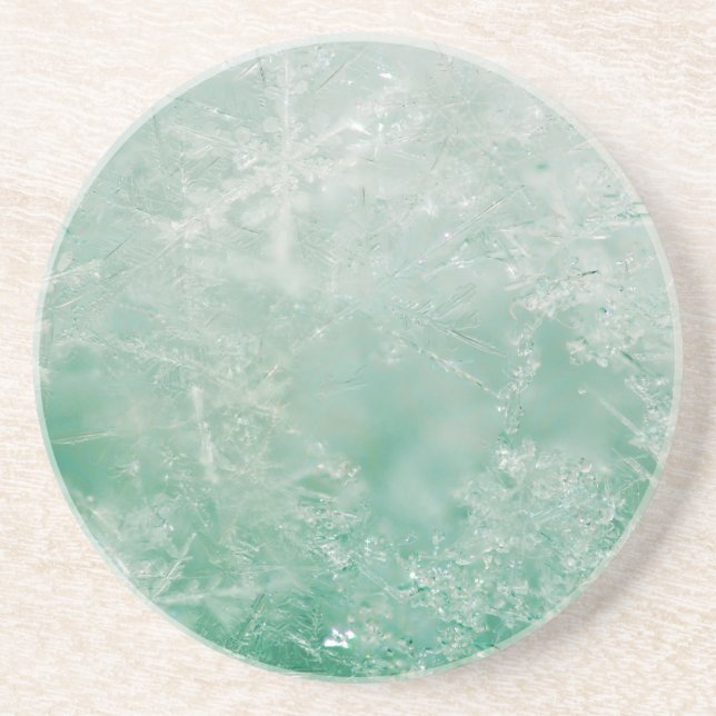 Snowflake Crystals Sandstone Coaster (Front)
