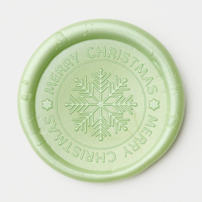 Snowflake Curved Text Merry Christmas Wax Seal Sticker (Front)