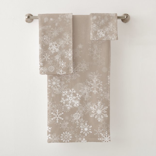 Snowflake Custom Colors Christmas  Bath Towel Set (Insitu)