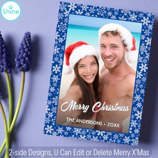 Snowflake Custom Photo 2 Side Design Elegant Blue