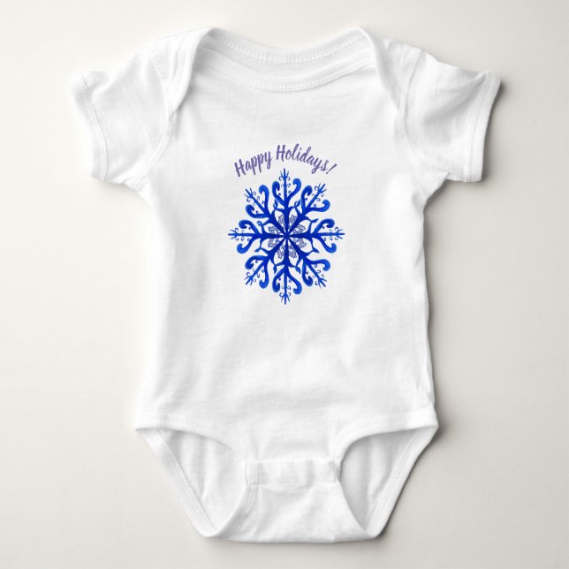 Snowflake Custom Text Baby Bodysuit (Front)