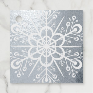 Snowflake Cut Out Custom Real Silver or Gold Foil Favor Tags