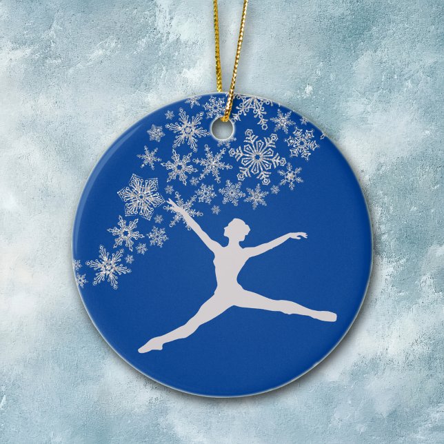 Snowflake Dancer Blue Personalized Christmas Ceramic Ornament (Creator Uploaded)