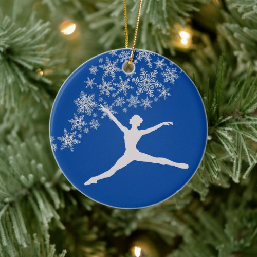 Snowflake Dancer Blue Personalized Christmas Ceramic Ornament