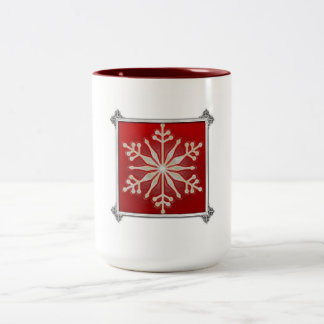 Snowflake Design Customizable Christmas Two-Tone Coffee Mug