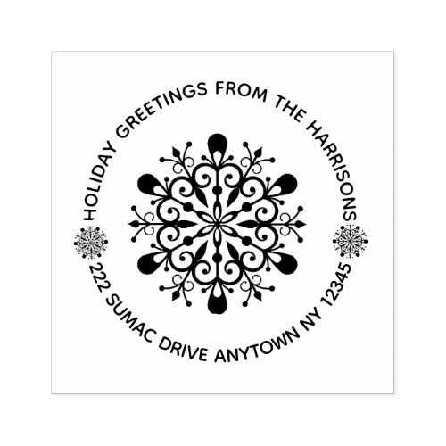 Snowflake Design Family Name Address Art Stamp