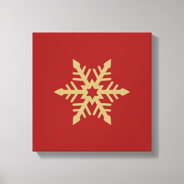 Snowflake Design Gold on Red Canvas Print (Front)