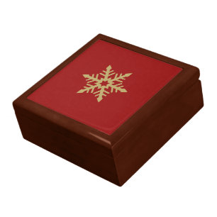 Snowflake Design Gold on Red Gift Box