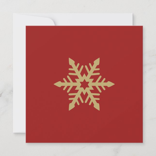Snowflake Design Gold on Red Holiday Card (Front)