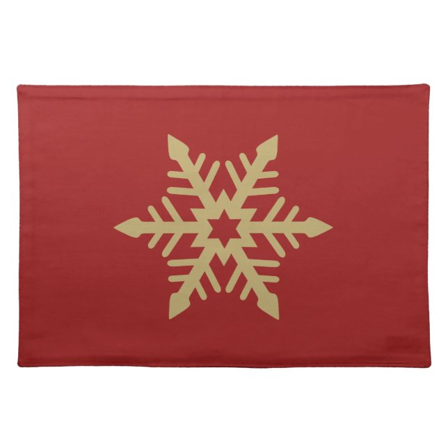 Snowflake Design Gold on Red Placemat (Front)