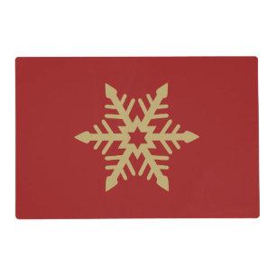 Snowflake Design Gold on Red Placemat
