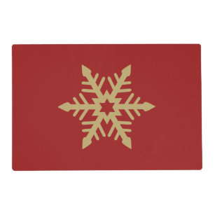 Snowflake Design Gold on Red Placemat