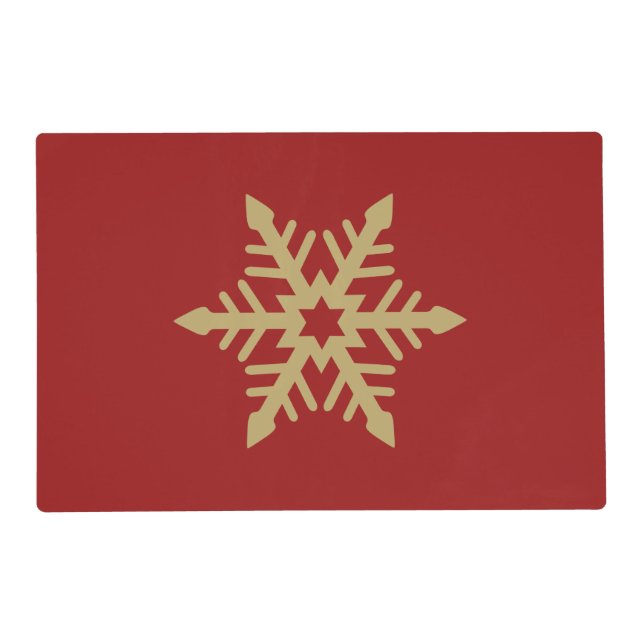 Snowflake Design Gold on Red Placemat (Front)