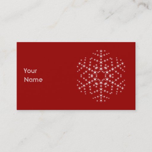 Customizable Snowflake Design in Dark Red and White. Business Card Templates
