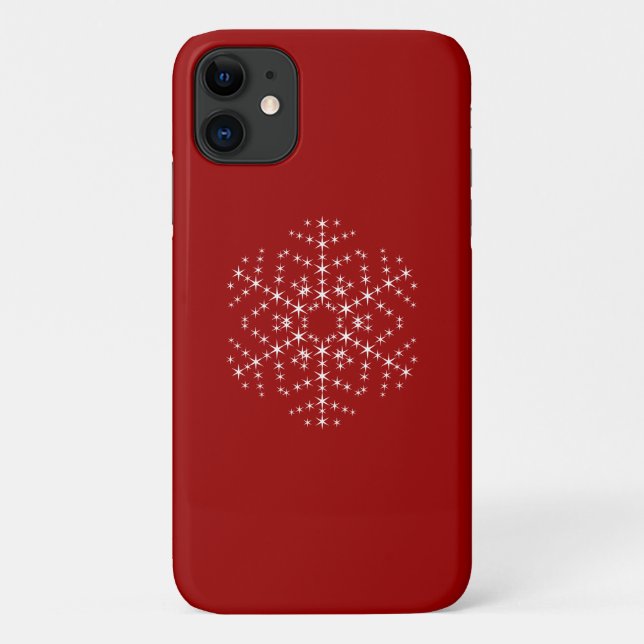 Snowflake Design in Dark Red and White. Case-Mate iPhone Case (Back)