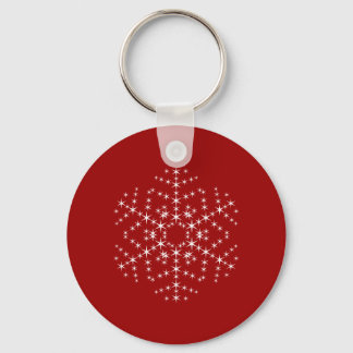 Snowflake Design in Dark Red and White. Keychain